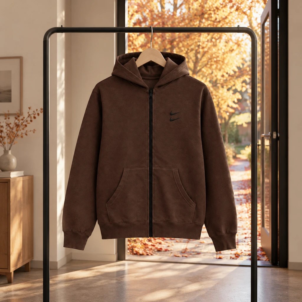 سوئیشرت دورس کلاهدار مردانه نایکی مدل Double Nike-قهوه ای