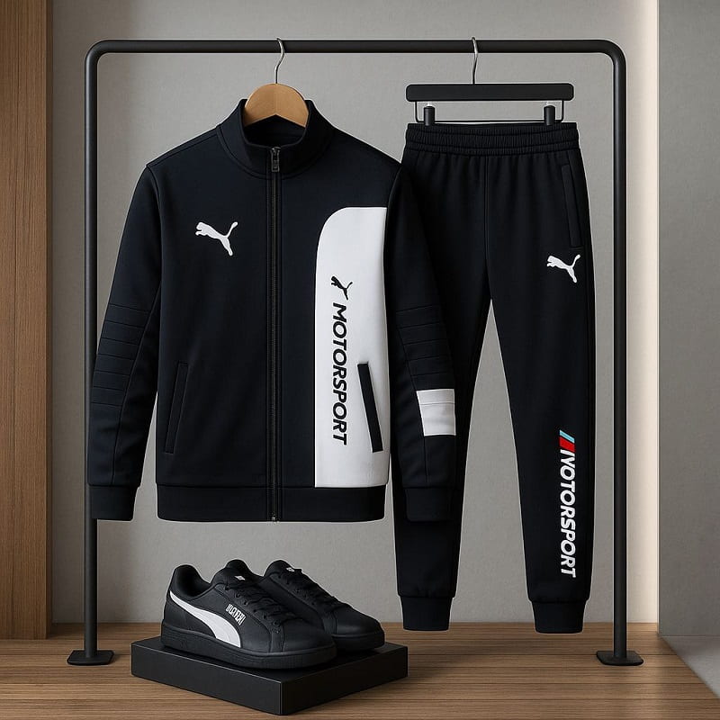 ست سوئیشرت شلوار مردانه مشکی مدل MotorSport